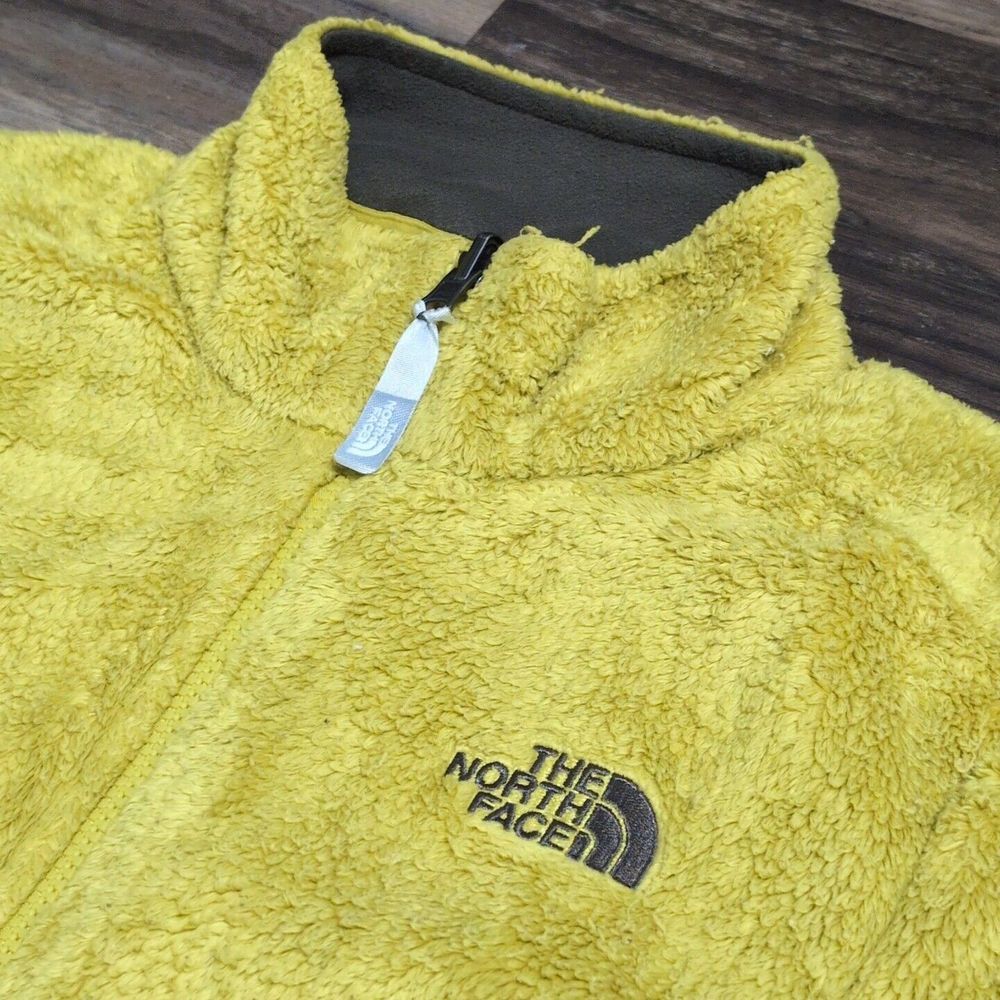The North Face Fuzzy Yellow Women Fleece Full Zip Jacket Small- Petite 11I‎